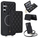 Portafoglio romboidale con custodia magnetica per telefono, tracolla e cinturino da polso, For Galaxy S24 FE 5G, For Galaxy S24 Ultra 5G, For Galaxy S24+ 5G, For Galaxy S24 5G
