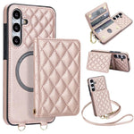 Portafoglio romboidale con custodia magnetica per telefono, tracolla e cinturino da polso, For Galaxy S24 FE 5G, For Galaxy S24 Ultra 5G, For Galaxy S24+ 5G, For Galaxy S24 5G