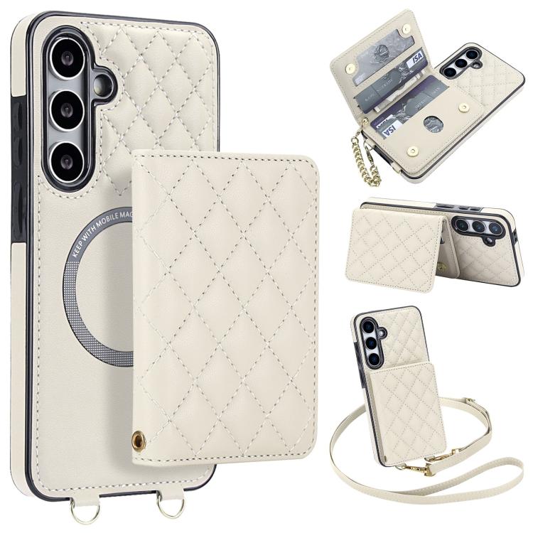 Portafoglio romboidale con custodia magnetica per telefono, tracolla e cinturino da polso, For Galaxy S24 FE 5G, For Galaxy S24 Ultra 5G, For Galaxy S24+ 5G, For Galaxy S24 5G