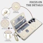 Portafoglio romboidale con custodia magnetica per telefono, tracolla e cinturino da polso, For Galaxy S24 FE 5G, For Galaxy S24 Ultra 5G, For Galaxy S24+ 5G, For Galaxy S24 5G