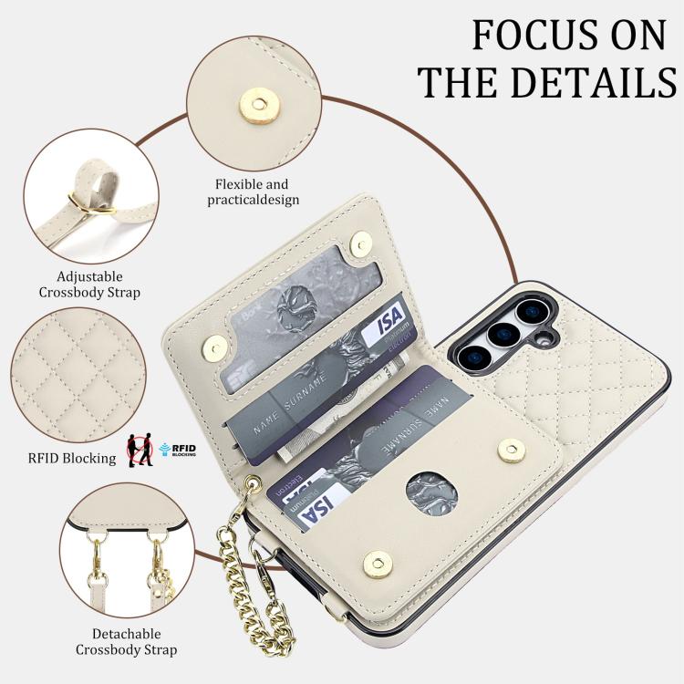 Portafoglio romboidale con custodia magnetica per telefono, tracolla e cinturino da polso, For Galaxy S24 FE 5G, For Galaxy S24 Ultra 5G, For Galaxy S24+ 5G, For Galaxy S24 5G
