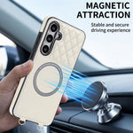 Portafoglio romboidale con custodia magnetica per telefono, tracolla e cinturino da polso, For Galaxy S24 FE 5G, For Galaxy S24 Ultra 5G, For Galaxy S24+ 5G, For Galaxy S24 5G