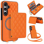 Portafoglio romboidale con custodia magnetica per telefono, tracolla e cinturino da polso, For Galaxy S24 FE 5G, For Galaxy S24 Ultra 5G, For Galaxy S24+ 5G, For Galaxy S24 5G