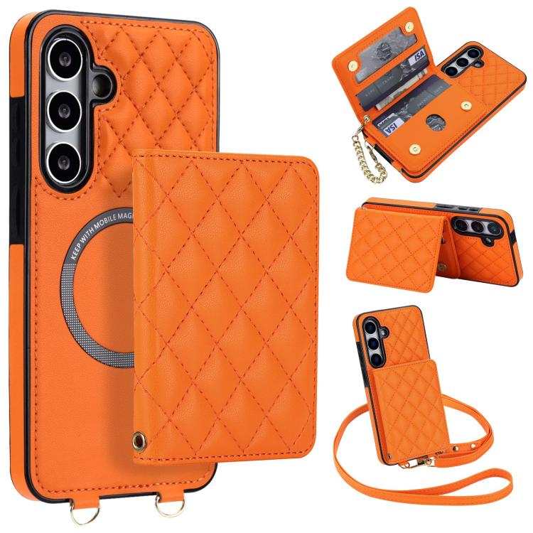 Portafoglio romboidale con custodia magnetica per telefono, tracolla e cinturino da polso, For Galaxy S24 FE 5G, For Galaxy S24 Ultra 5G, For Galaxy S24+ 5G, For Galaxy S24 5G