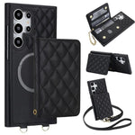 Portafoglio romboidale con custodia magnetica per telefono, tracolla e cinturino da polso, For Galaxy S24 FE 5G, For Galaxy S24 Ultra 5G, For Galaxy S24+ 5G, For Galaxy S24 5G