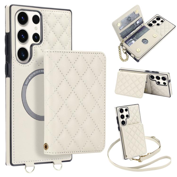 Portafoglio romboidale con custodia magnetica per telefono, tracolla e cinturino da polso, For Galaxy S23 FE 5G, For Galaxy S23 Ultra 5G, For Galaxy S23+ 5G, For Galaxy S23 5G