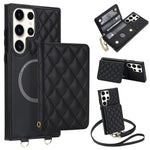 Portafoglio romboidale con custodia magnetica per telefono, tracolla e cinturino da polso, For Galaxy S23 FE 5G, For Galaxy S23 Ultra 5G, For Galaxy S23+ 5G, For Galaxy S23 5G
