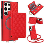 Portafoglio romboidale con custodia magnetica per telefono, tracolla e cinturino da polso, For Galaxy S23 FE 5G, For Galaxy S23 Ultra 5G, For Galaxy S23+ 5G, For Galaxy S23 5G
