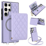 Portafoglio romboidale con custodia magnetica per telefono, tracolla e cinturino da polso, For Galaxy S23 FE 5G, For Galaxy S23 Ultra 5G, For Galaxy S23+ 5G, For Galaxy S23 5G