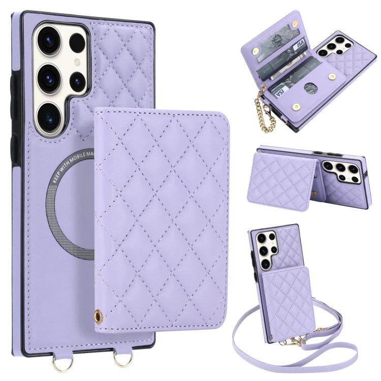 Portafoglio romboidale con custodia magnetica per telefono, tracolla e cinturino da polso, For Galaxy S23 FE 5G, For Galaxy S23 Ultra 5G, For Galaxy S23+ 5G, For Galaxy S23 5G