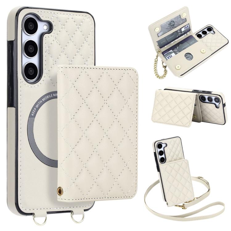 Portafoglio romboidale con custodia magnetica per telefono, tracolla e cinturino da polso, For Galaxy S23 FE 5G, For Galaxy S23 Ultra 5G, For Galaxy S23+ 5G, For Galaxy S23 5G