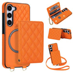 Portafoglio romboidale con custodia magnetica per telefono, tracolla e cinturino da polso, For Galaxy S23 FE 5G, For Galaxy S23 Ultra 5G, For Galaxy S23+ 5G, For Galaxy S23 5G