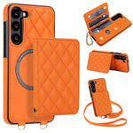 Portafoglio romboidale con custodia magnetica per telefono, tracolla e cinturino da polso, For Galaxy S23 FE 5G, For Galaxy S23 Ultra 5G, For Galaxy S23+ 5G, For Galaxy S23 5G