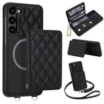 Portafoglio romboidale con custodia magnetica per telefono, tracolla e cinturino da polso, For Galaxy S23 FE 5G, For Galaxy S23 Ultra 5G, For Galaxy S23+ 5G, For Galaxy S23 5G