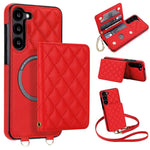 Portafoglio romboidale con custodia magnetica per telefono, tracolla e cinturino da polso, For Galaxy S23 FE 5G, For Galaxy S23 Ultra 5G, For Galaxy S23+ 5G, For Galaxy S23 5G