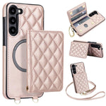 Portafoglio romboidale con custodia magnetica per telefono, tracolla e cinturino da polso, For Galaxy S23 FE 5G, For Galaxy S23 Ultra 5G, For Galaxy S23+ 5G, For Galaxy S23 5G