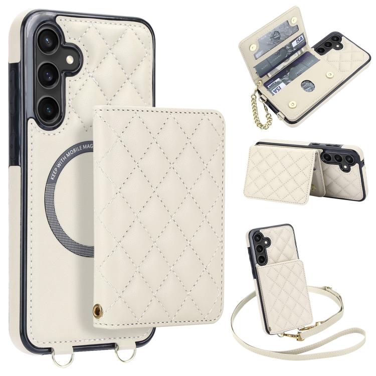 Portafoglio romboidale con custodia magnetica per telefono, tracolla e cinturino da polso, For Galaxy S23 FE 5G, For Galaxy S23 Ultra 5G, For Galaxy S23+ 5G, For Galaxy S23 5G