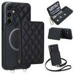 Portafoglio romboidale con custodia magnetica per telefono, tracolla e cinturino da polso, For Galaxy S23 FE 5G, For Galaxy S23 Ultra 5G, For Galaxy S23+ 5G, For Galaxy S23 5G