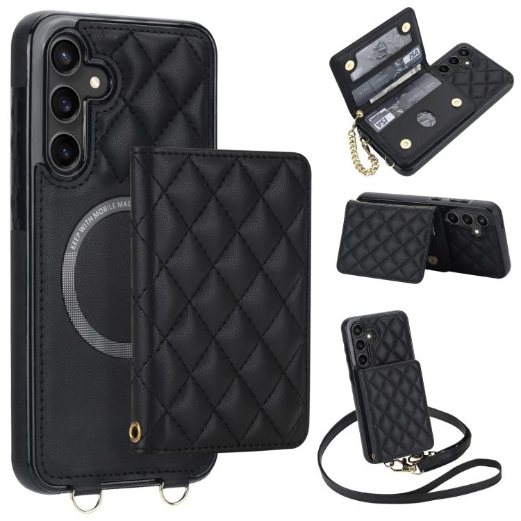 Portafoglio romboidale con custodia magnetica per telefono, tracolla e cinturino da polso, For Galaxy S23 FE 5G, For Galaxy S23 Ultra 5G, For Galaxy S23+ 5G, For Galaxy S23 5G