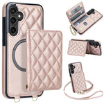 Portafoglio romboidale con custodia magnetica per telefono, tracolla e cinturino da polso, For Galaxy S23 FE 5G, For Galaxy S23 Ultra 5G, For Galaxy S23+ 5G, For Galaxy S23 5G