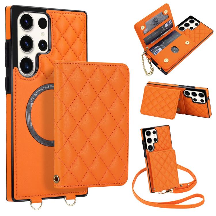 Portafoglio romboidale con custodia magnetica per telefono, tracolla e cinturino da polso, For Galaxy S22 Ultra 5G, For Galaxy S22+ 5G, For Galaxy S22 5G, For Galaxy Note20 Ultra