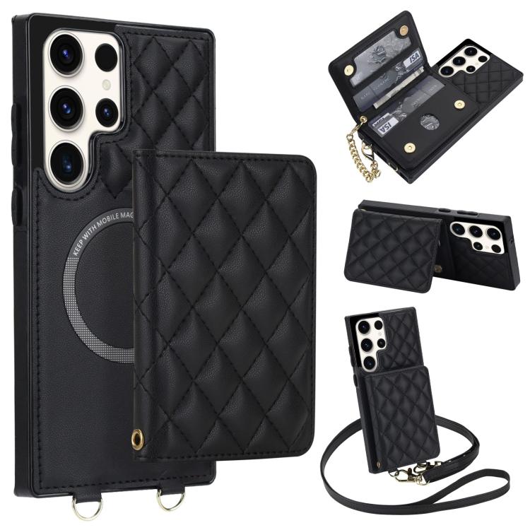 Portafoglio romboidale con custodia magnetica per telefono, tracolla e cinturino da polso, For Galaxy S22 Ultra 5G, For Galaxy S22+ 5G, For Galaxy S22 5G, For Galaxy Note20 Ultra