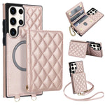 Portafoglio romboidale con custodia magnetica per telefono, tracolla e cinturino da polso, For Galaxy S22 Ultra 5G, For Galaxy S22+ 5G, For Galaxy S22 5G, For Galaxy Note20 Ultra