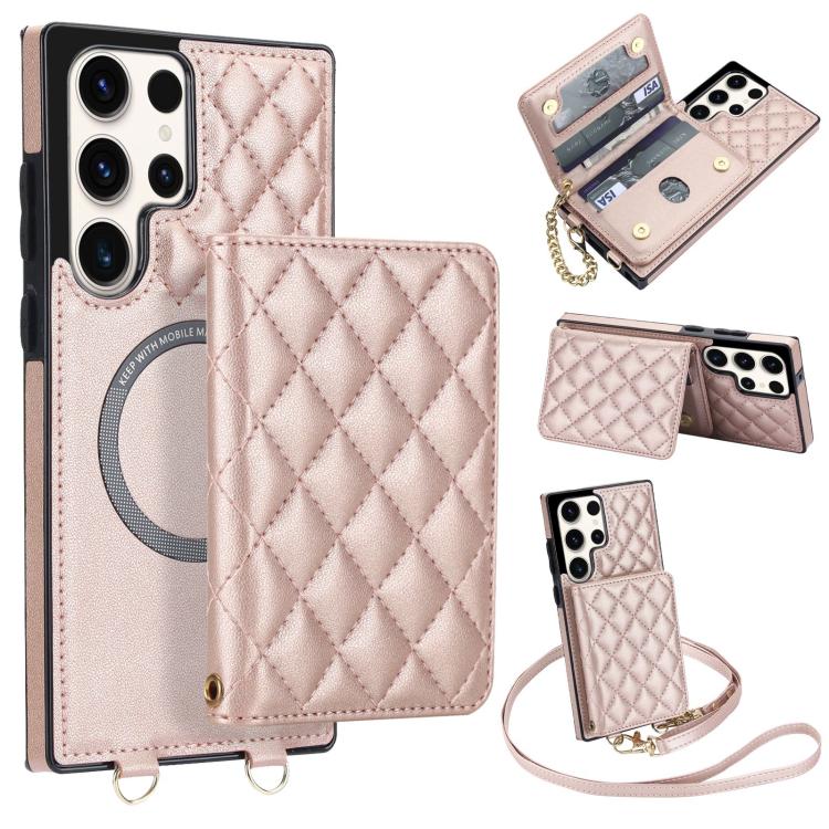 Portafoglio romboidale con custodia magnetica per telefono, tracolla e cinturino da polso, For Galaxy S22 Ultra 5G, For Galaxy S22+ 5G, For Galaxy S22 5G, For Galaxy Note20 Ultra