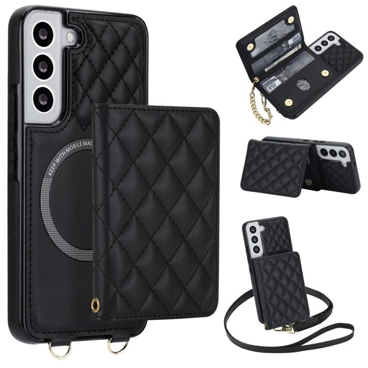 Portafoglio romboidale con custodia magnetica per telefono, tracolla e cinturino da polso, For Galaxy S22 Ultra 5G, For Galaxy S22+ 5G, For Galaxy S22 5G, For Galaxy Note20 Ultra