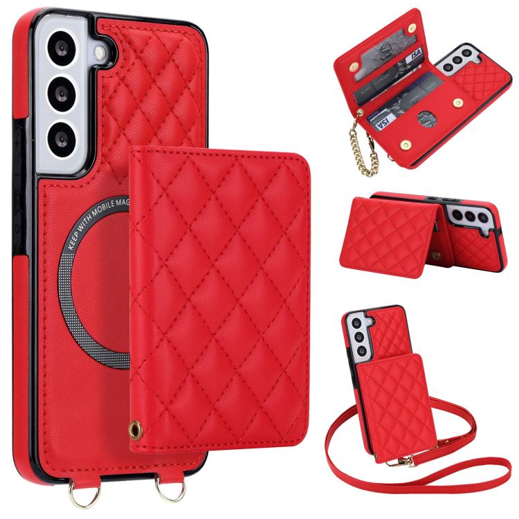 Portafoglio romboidale con custodia magnetica per telefono, tracolla e cinturino da polso, For Galaxy S22 Ultra 5G, For Galaxy S22+ 5G, For Galaxy S22 5G, For Galaxy Note20 Ultra