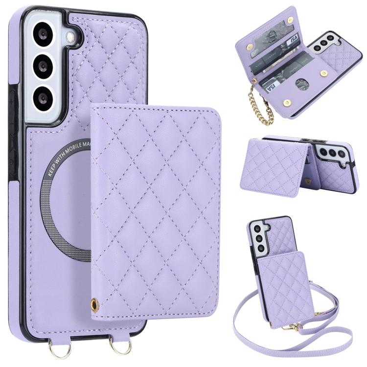 Portafoglio romboidale con custodia magnetica per telefono, tracolla e cinturino da polso, For Galaxy S22 Ultra 5G, For Galaxy S22+ 5G, For Galaxy S22 5G, For Galaxy Note20 Ultra