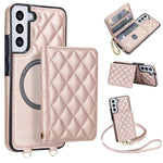 Portafoglio romboidale con custodia magnetica per telefono, tracolla e cinturino da polso, For Galaxy S22 Ultra 5G, For Galaxy S22+ 5G, For Galaxy S22 5G, For Galaxy Note20 Ultra