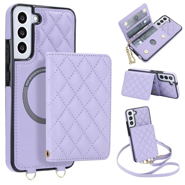 Portafoglio romboidale con custodia magnetica per telefono, tracolla e cinturino da polso, For Galaxy S22 Ultra 5G, For Galaxy S22+ 5G, For Galaxy S22 5G, For Galaxy Note20 Ultra
