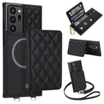 Portafoglio romboidale con custodia magnetica per telefono, tracolla e cinturino da polso, For Galaxy S22 Ultra 5G, For Galaxy S22+ 5G, For Galaxy S22 5G, For Galaxy Note20 Ultra