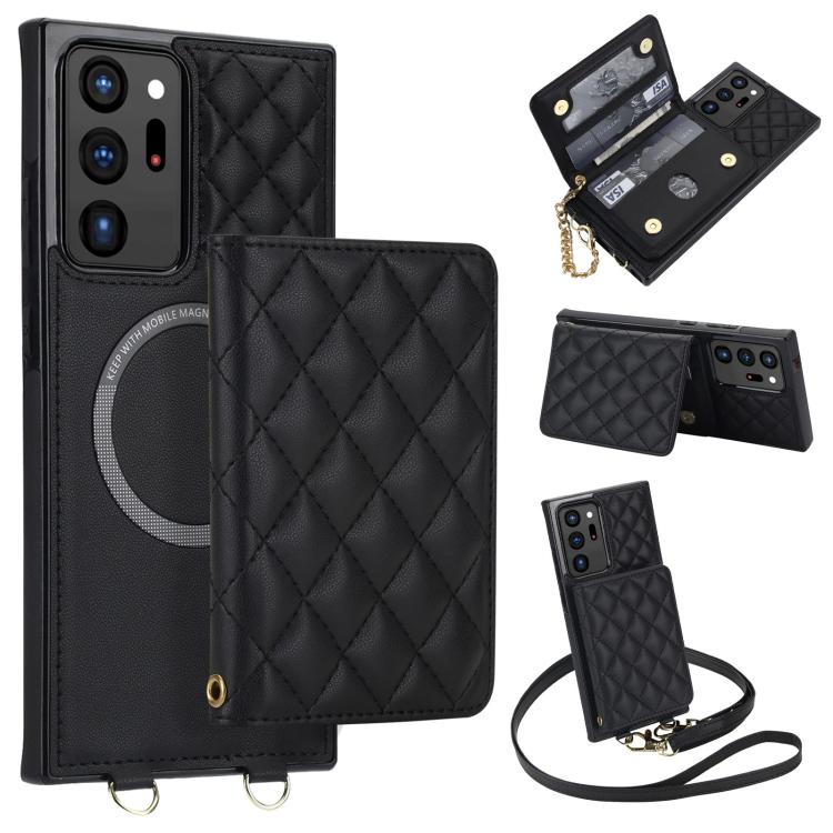 Portafoglio romboidale con custodia magnetica per telefono, tracolla e cinturino da polso, For Galaxy S22 Ultra 5G, For Galaxy S22+ 5G, For Galaxy S22 5G, For Galaxy Note20 Ultra