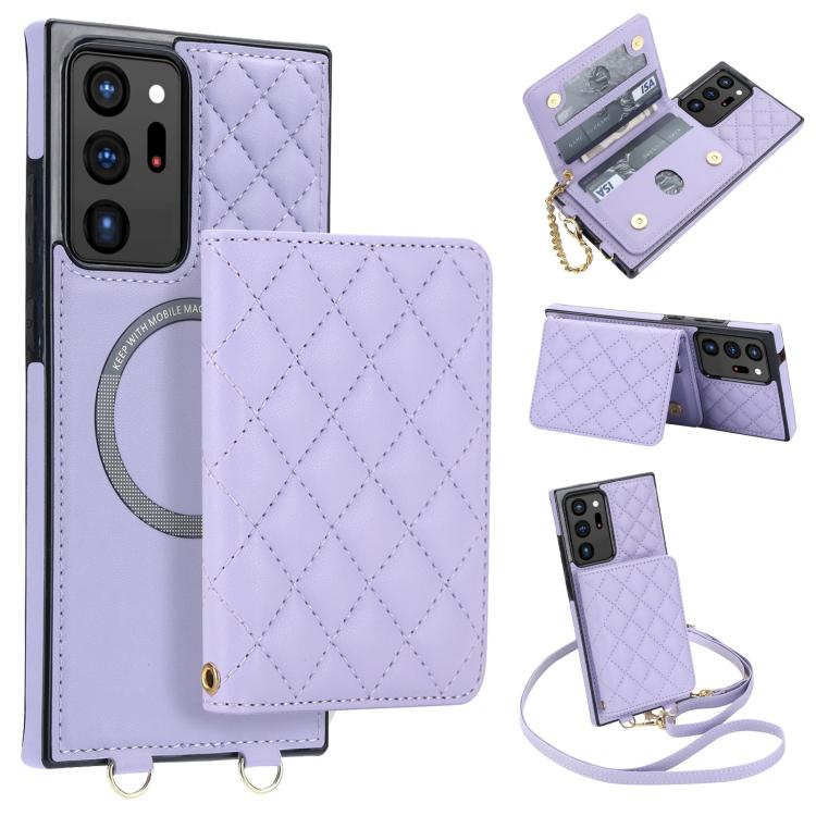 Portafoglio romboidale con custodia magnetica per telefono, tracolla e cinturino da polso, For Galaxy S22 Ultra 5G, For Galaxy S22+ 5G, For Galaxy S22 5G, For Galaxy Note20 Ultra