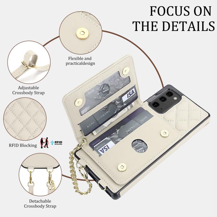 Portafoglio romboidale con custodia magnetica per telefono, tracolla e cinturino da polso, For Galaxy Note20