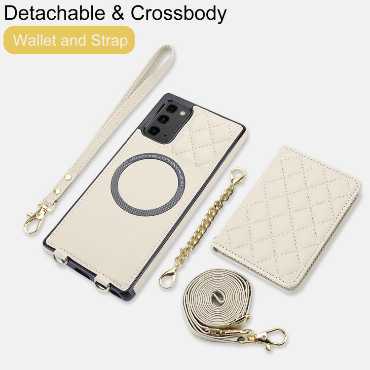 Portafoglio romboidale con custodia magnetica per telefono, tracolla e cinturino da polso, For Galaxy Note20
