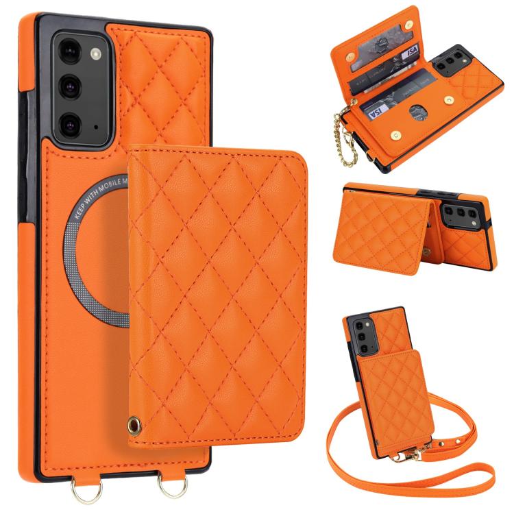 Portafoglio romboidale con custodia magnetica per telefono, tracolla e cinturino da polso, For Galaxy Note20