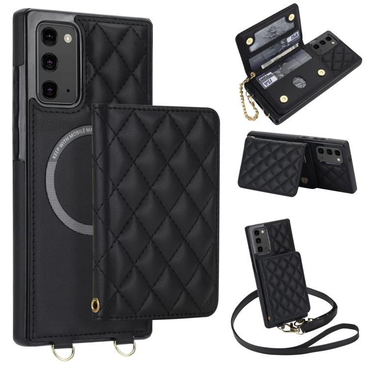 Portafoglio romboidale con custodia magnetica per telefono, tracolla e cinturino da polso, For Galaxy Note20