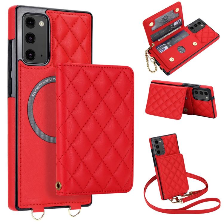 Portafoglio romboidale con custodia magnetica per telefono, tracolla e cinturino da polso, For Galaxy Note20