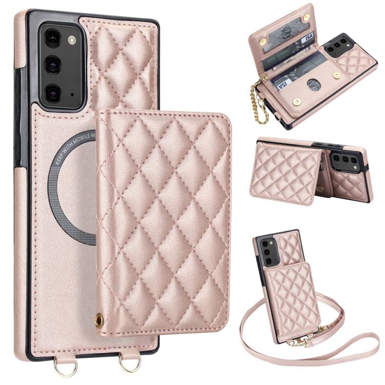 Portafoglio romboidale con custodia magnetica per telefono, tracolla e cinturino da polso, For Galaxy Note20