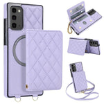 Portafoglio romboidale con custodia magnetica per telefono, tracolla e cinturino da polso, For Galaxy Note20