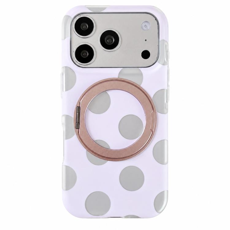 Custodia magnetica per telefono con anello a 360° e motivo a pois, For iPhone 17 Pro Max, For iPhone 17 Pro, For iPhone 17, For iPhone 16 Pro Max, For iPhone 16 Pro, For iPhone 16, For iPhone 15 Pro Max, For iPhone 15 Pro