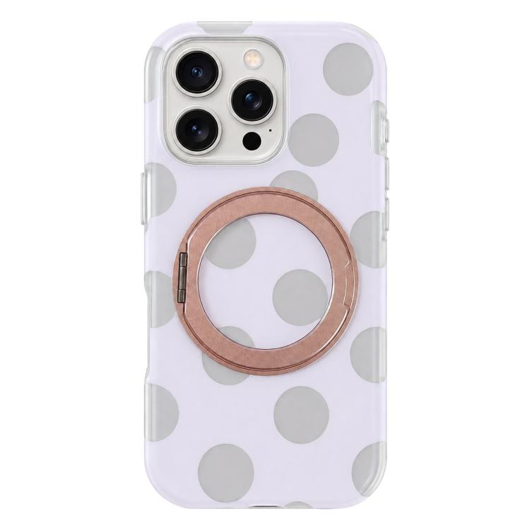 Custodia magnetica per telefono con anello a 360° e motivo a pois, For iPhone 15, For iPhone 14, For iPhone 14 Pro, For iPhone 14 Pro Max