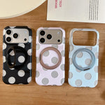 Custodia magnetica per telefono con anello a 360° e motivo a pois, For iPhone 15, For iPhone 14, For iPhone 14 Pro, For iPhone 14 Pro Max