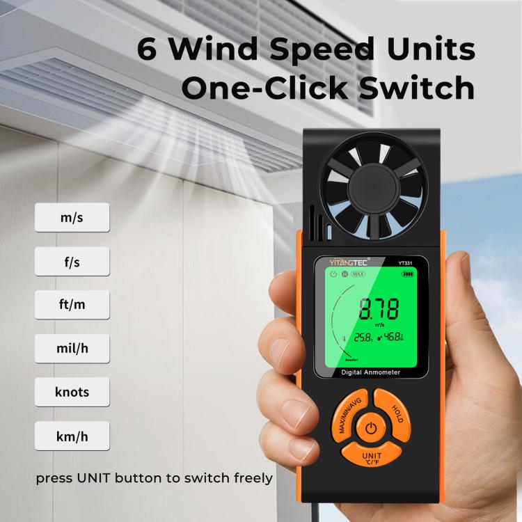 Anemometro digitale ad alta definizione con visualizzazione completa YT331
