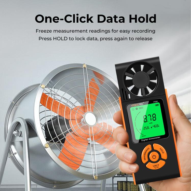 Anemometro digitale ad alta definizione con visualizzazione completa YT331