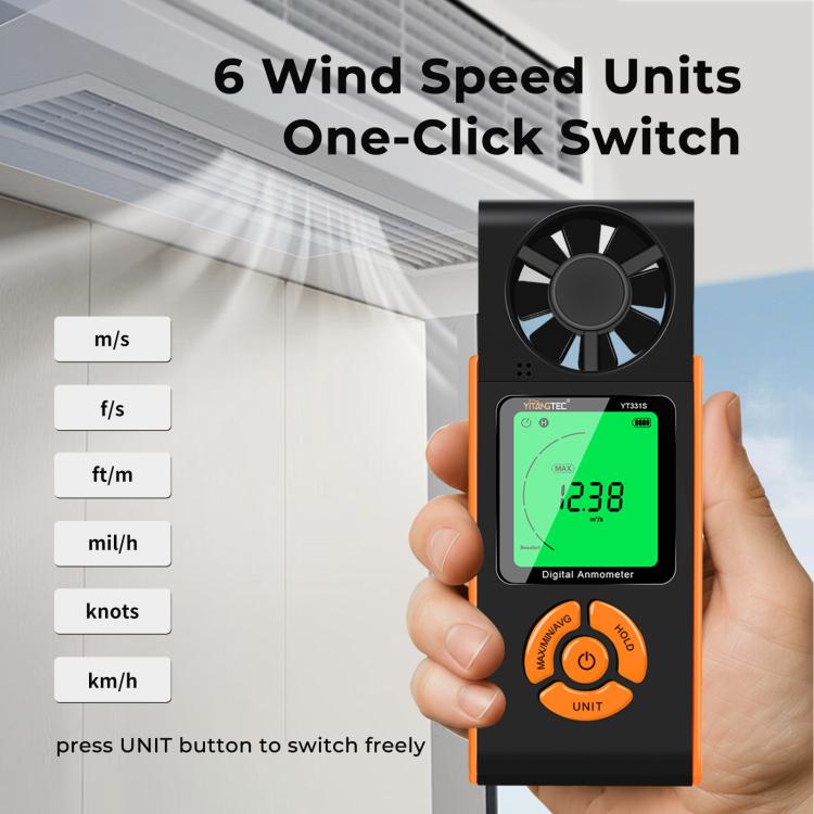 Anemometro digitale ad alta definizione con visione completa YT331S
