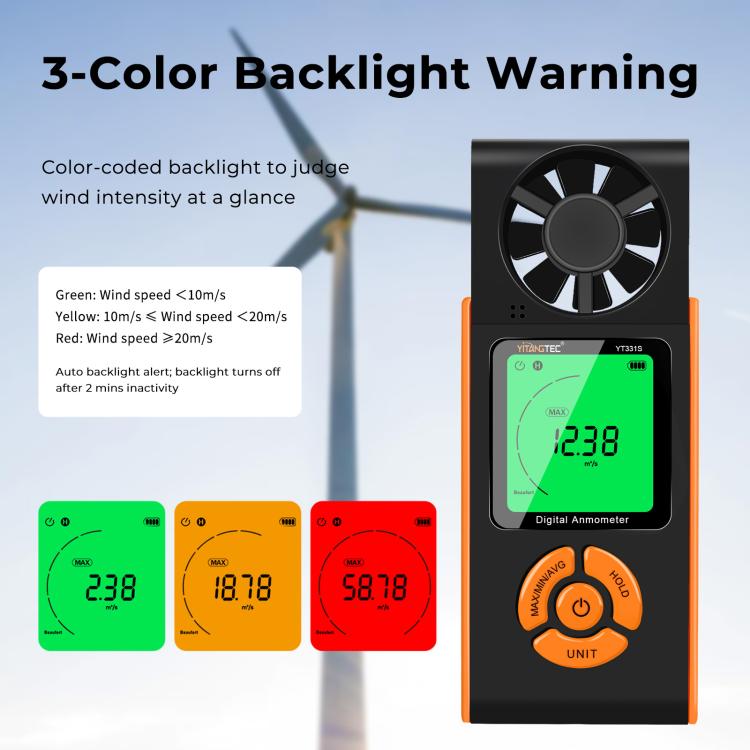 Anemometro digitale ad alta definizione con visione completa YT331S
